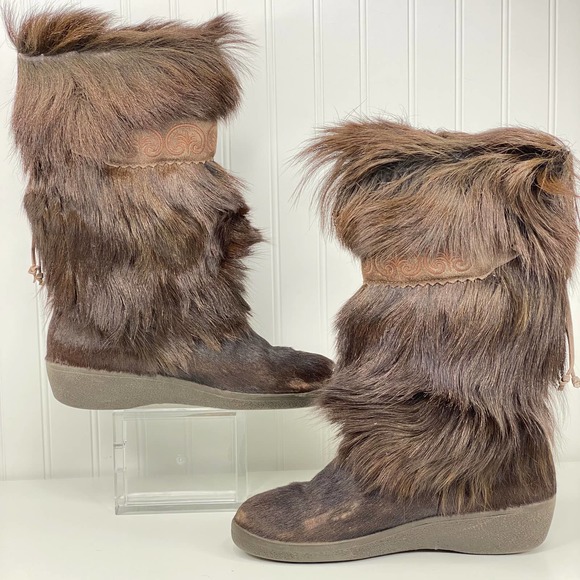 Tecnica Apres Ski Goat Hair Fur Boot Snow Winter 9 - Picture 2 of 12